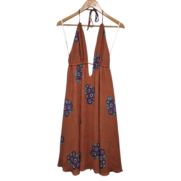 Tricia Fix - Open Back Midi Halter Dress SIZE Medium - Retro 70s Style - Picture 6 of 6